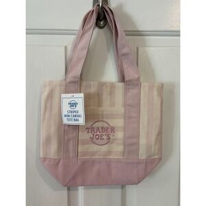 Trader Joe's 2026 Spring Stripe Mini Tote Bag Pink NEW NWT